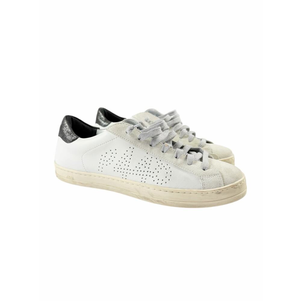 P448 John White Silver Platform Sneakers Women’s Size 8.5 EU 39